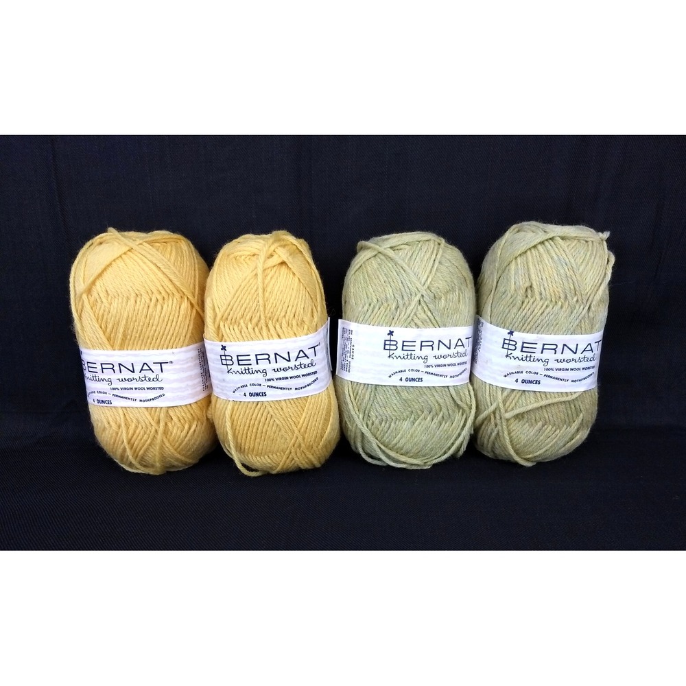 Bernat Yarn 100% Virgin Wool Knitting Worsted 4oz Lot/4 Empire Gold Citron Mist